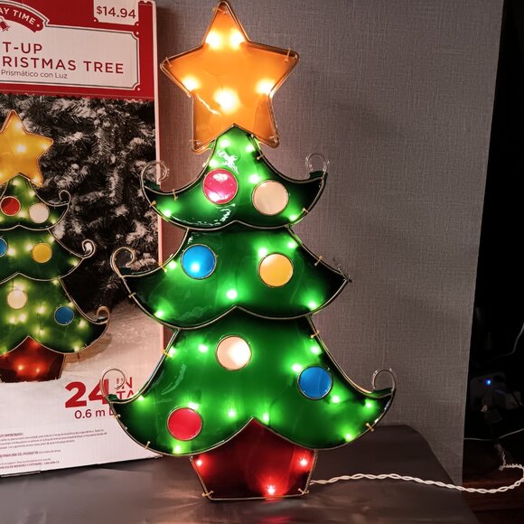 Holiday Time Prismatic Christmas Tree Indoor Outdoor Lights-Up 24" Star Green - Picture 2 of 10